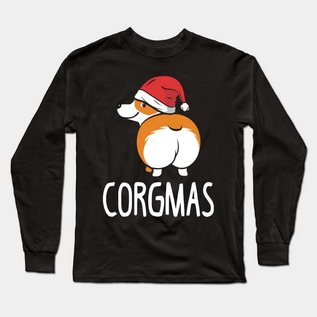 Funny Matching Corgi Ugly Christmas Sweater. Merry Corgmas.. Long Sleeve T-Shirt by KsuAnn